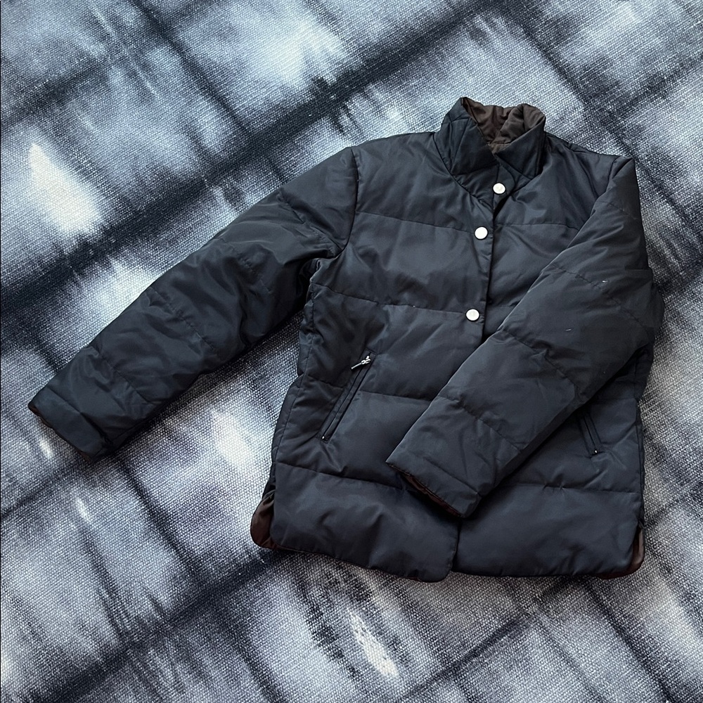 Talbots Women’s Reversible Black/Brown Down Puffer Jacket